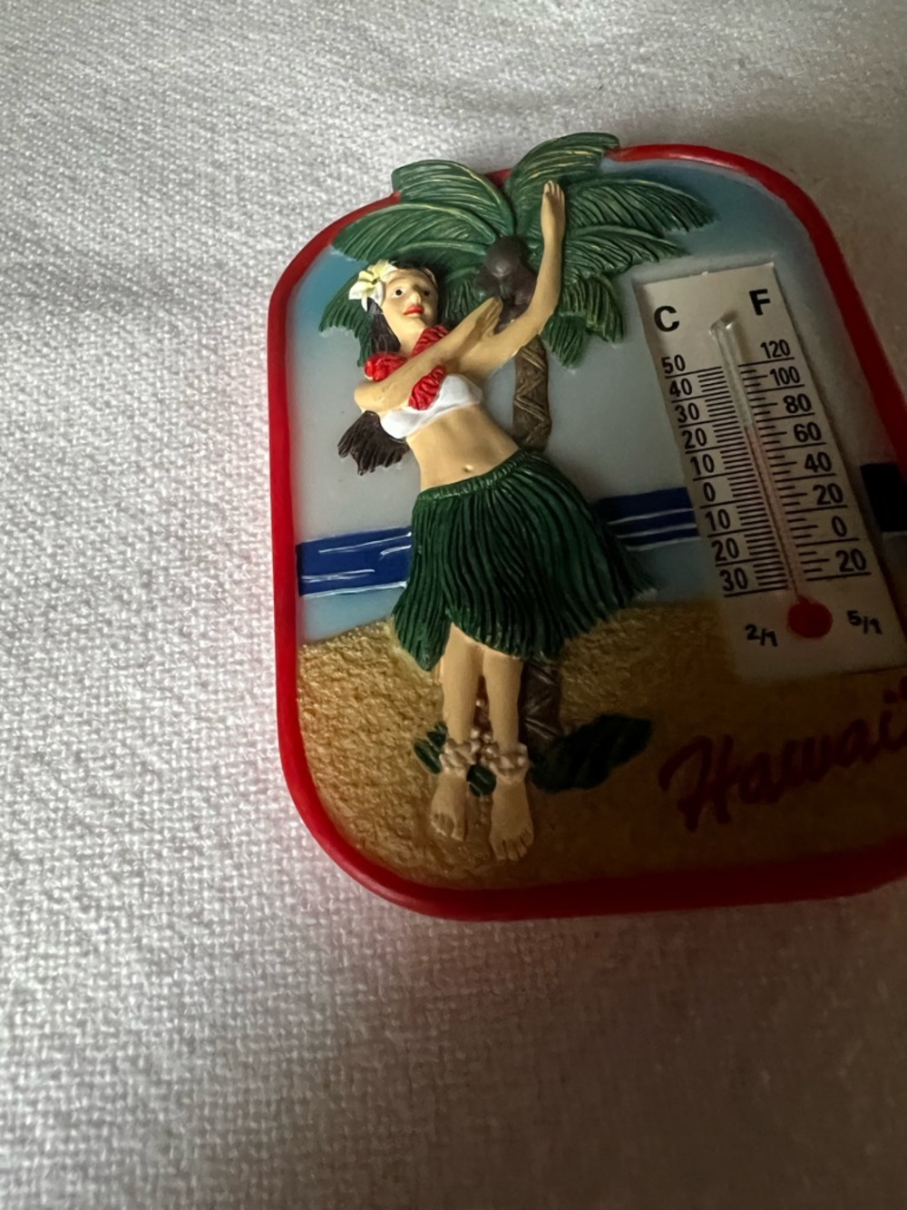 vintage-style, Hawaii-themed thermometer features a decorative hula girl - Picture 5 of 8